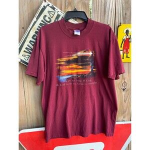 Burgundy vintage Y2K Lighthouse Jesus tee Size L christian tee